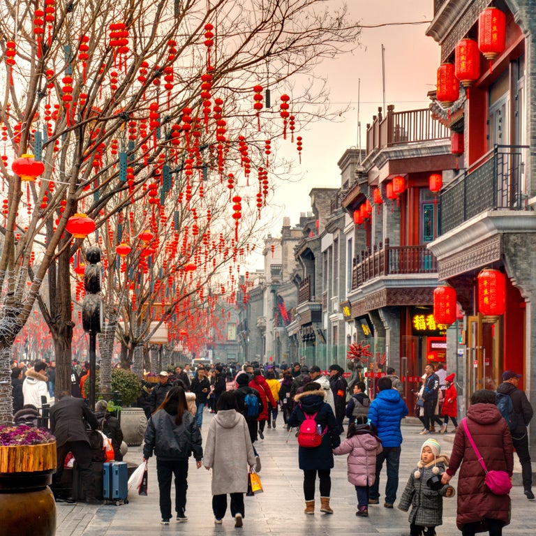 Crowded streets of City Center of Beijing, China