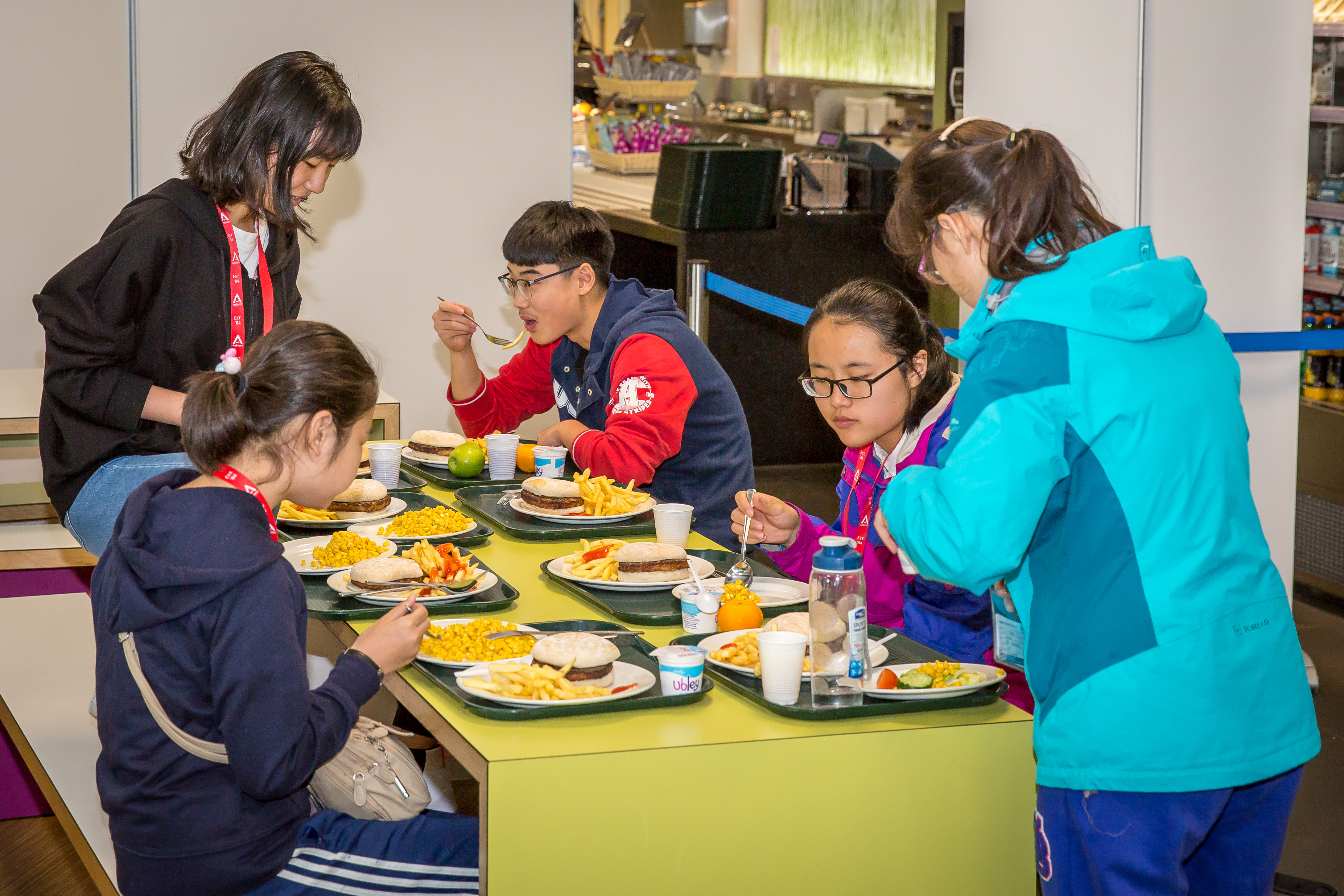 Students having a meal