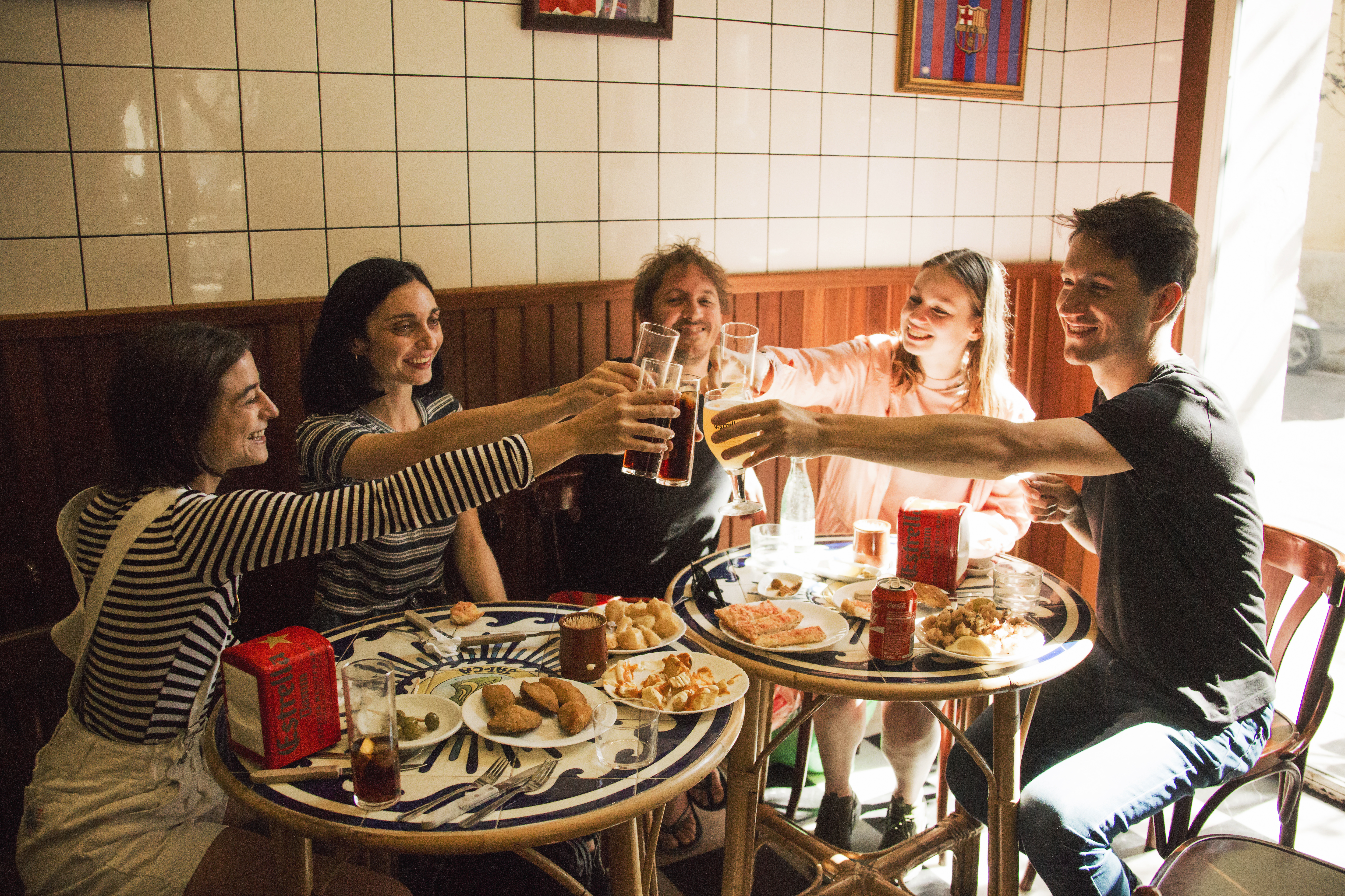 A group of students having tapas