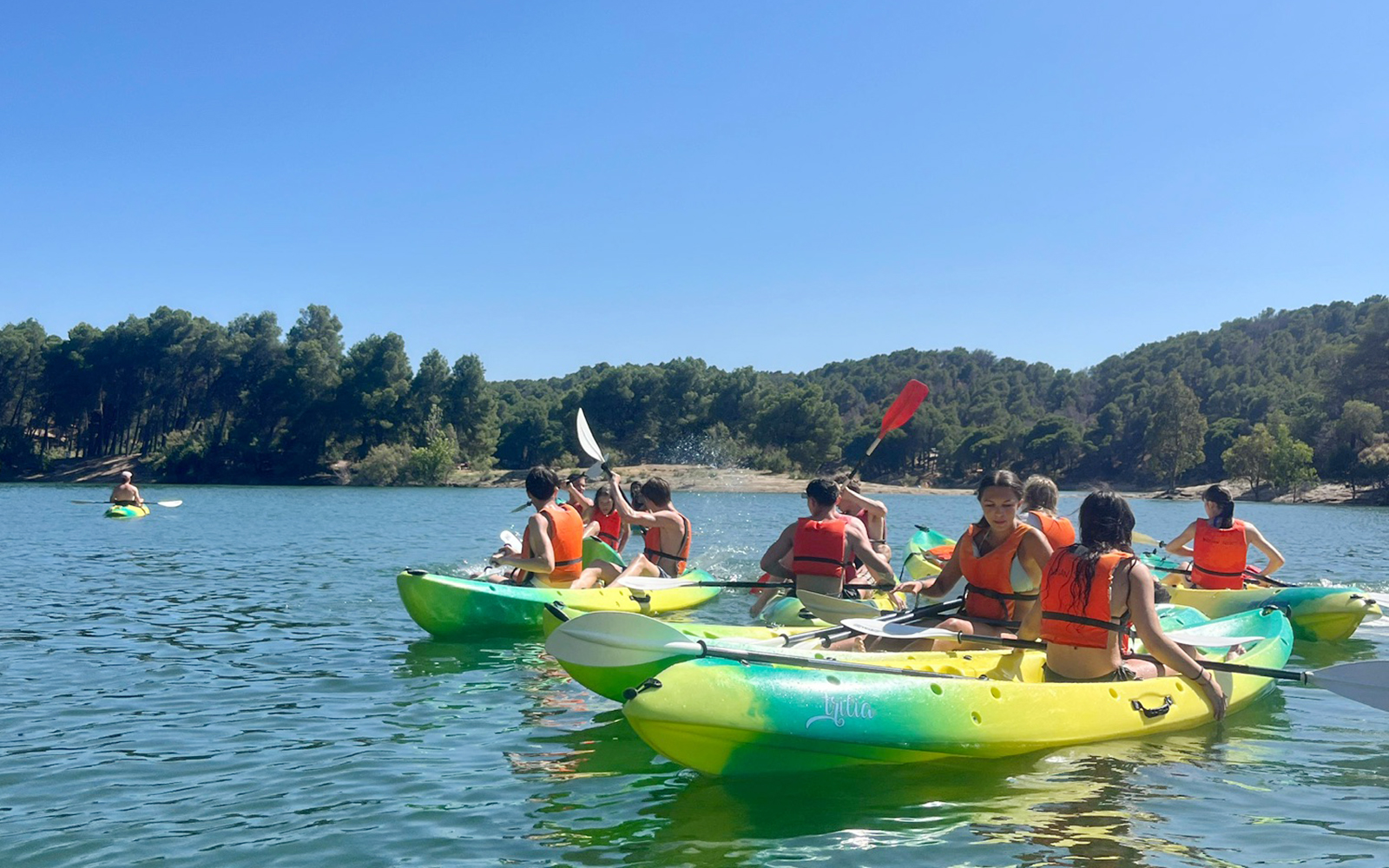 Students kayaking in Malaga