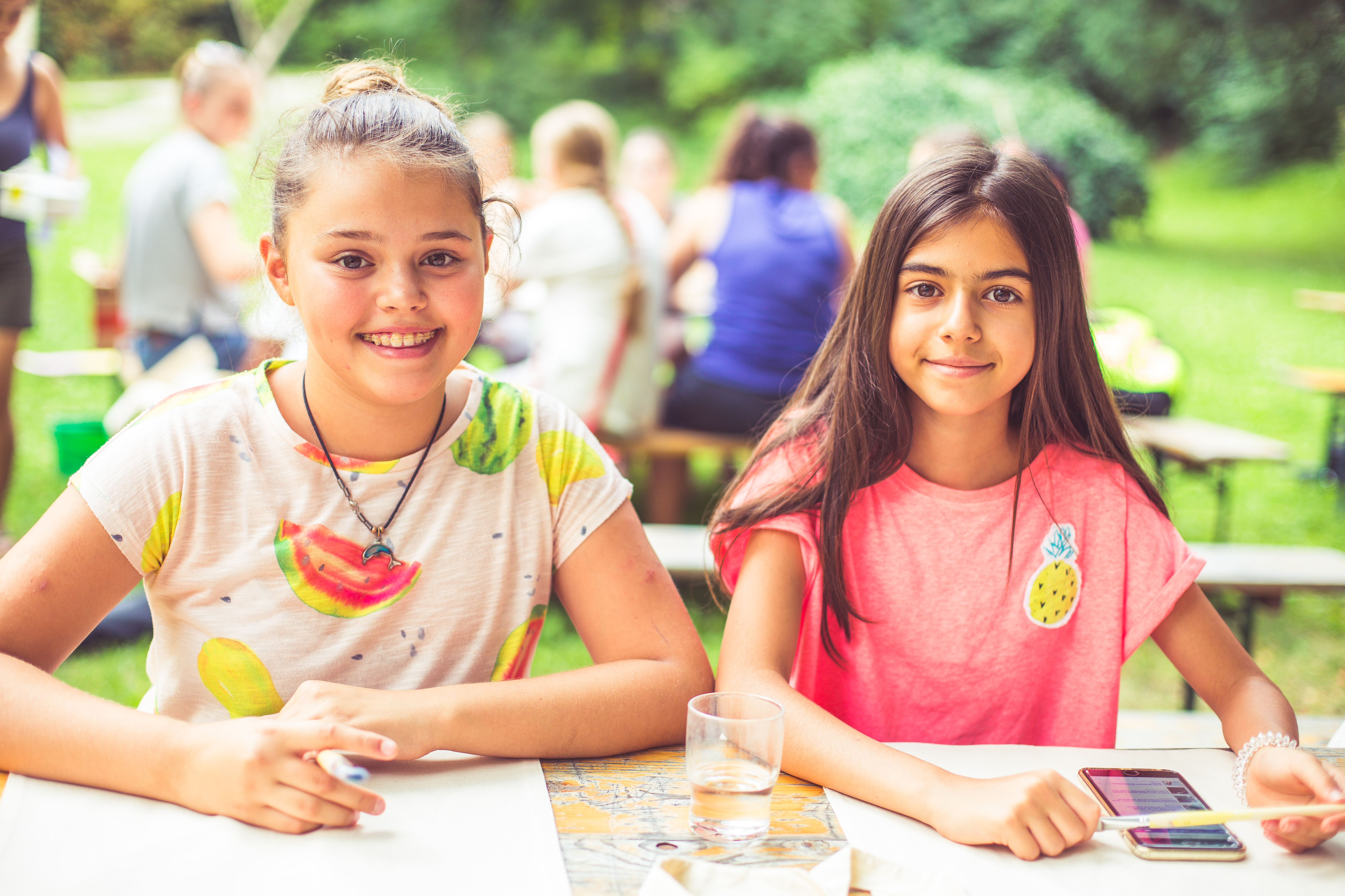 Students sitting outside