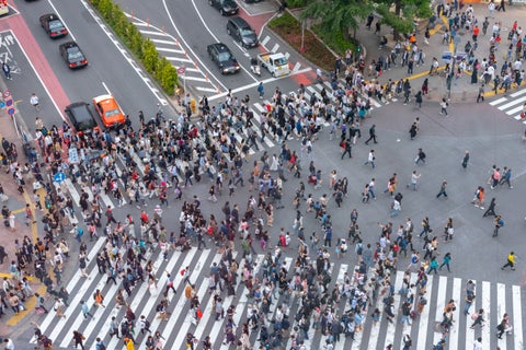 Pedestrians crosswalk at Shibuya district in Tokyo, Japan