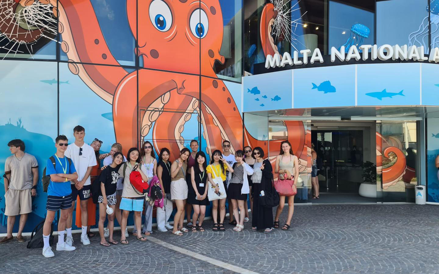 Students visiting Malta's aquarium at St Martins College