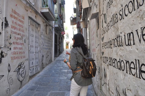 Tourist in the streets of Salerno City Center, Italy