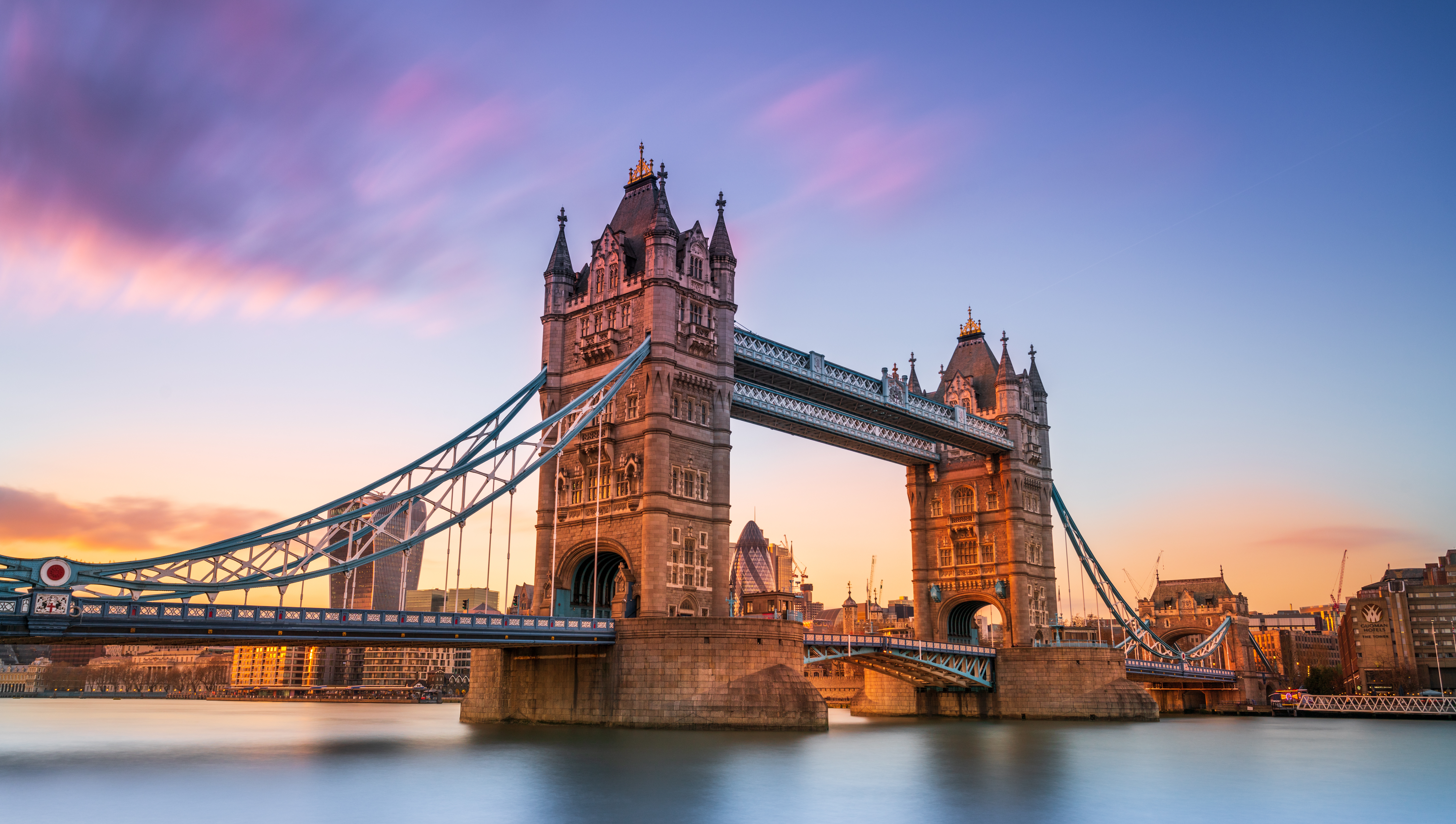 Photograph of Tower Bridge in London during sunset