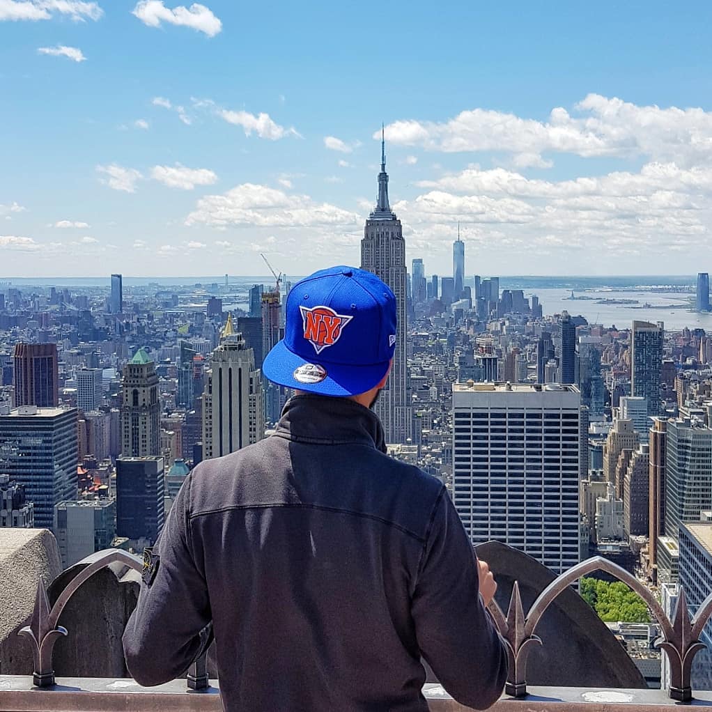 Student looking at the view of New York