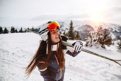 Woman doing snowboard at Lindenberg, Germany
