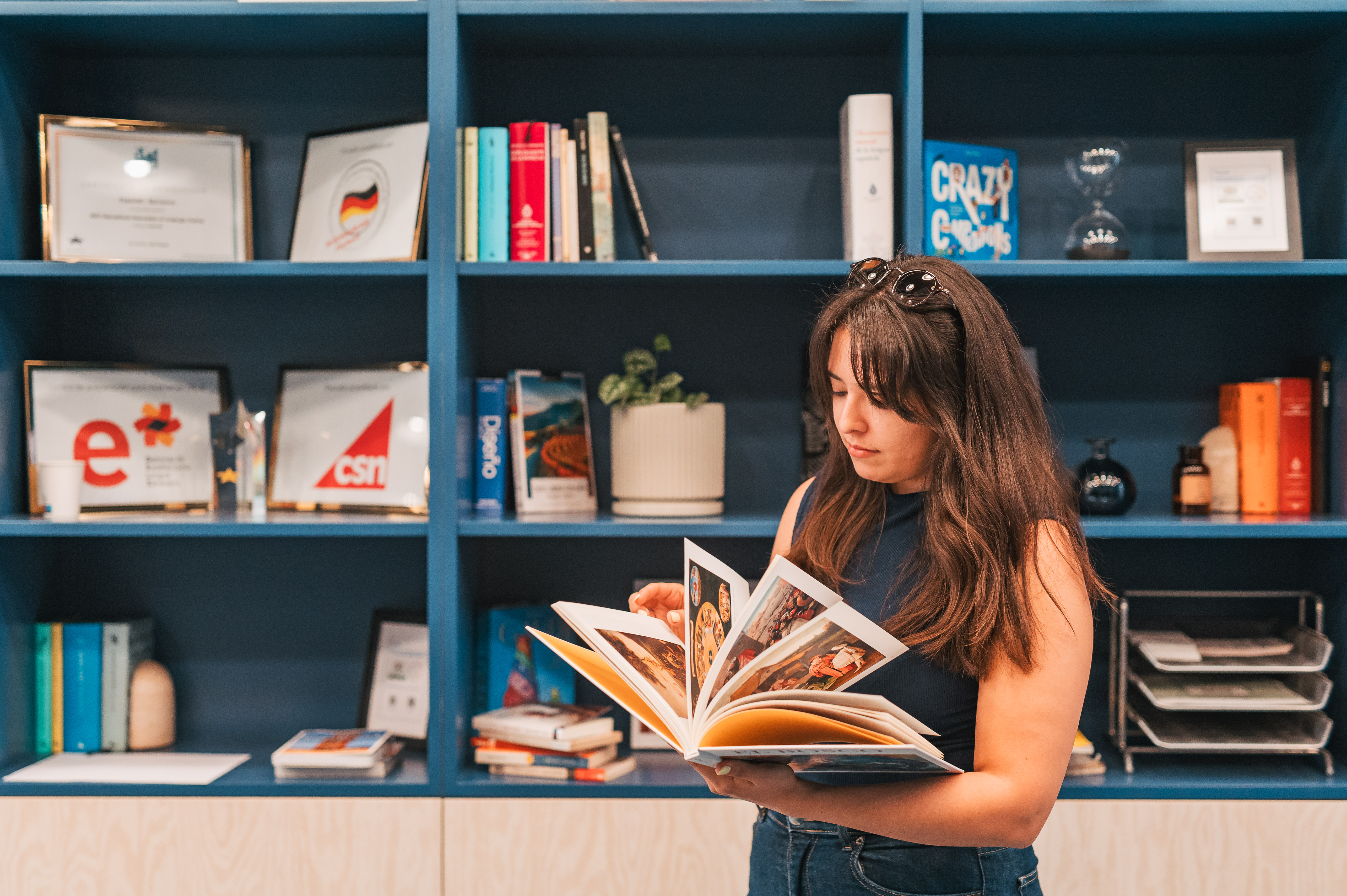 A student in the school library