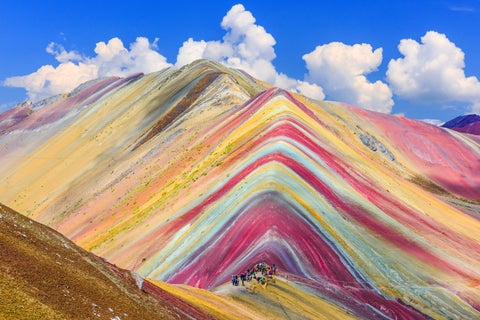 Vibrant, colourful mountains of Vinicunca, also known as Rainbow Mountain, in Peru