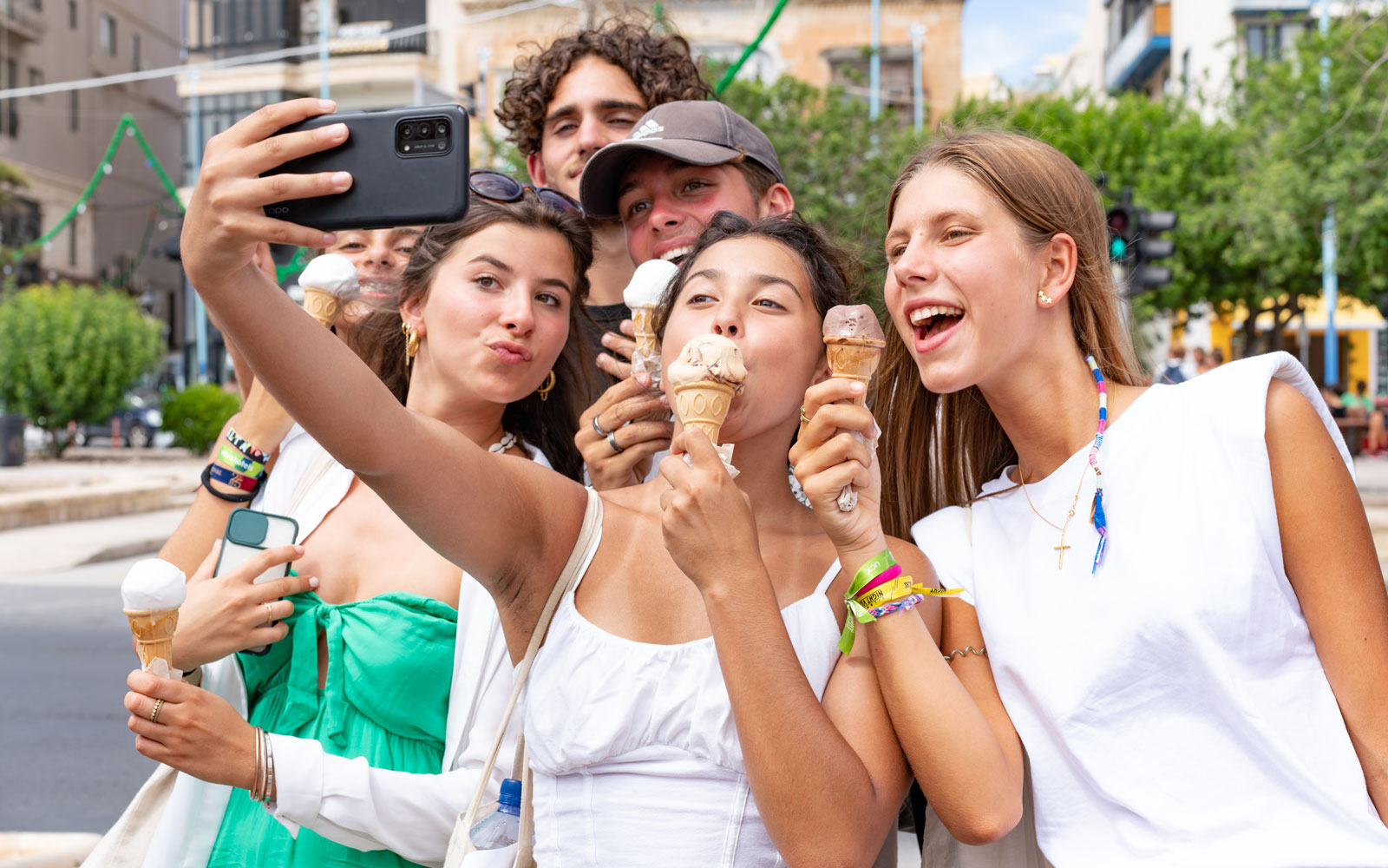 Students at St Martins College on excursion eating Ice Cream