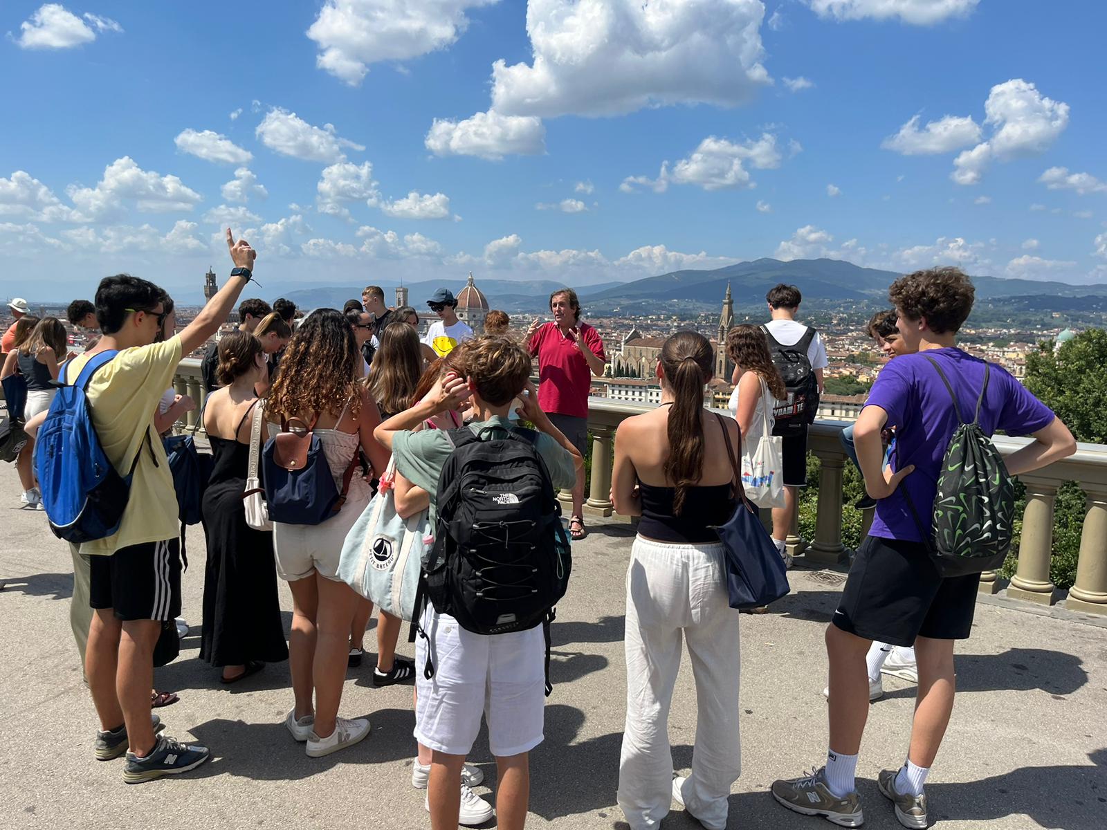 A group of students during a city tour