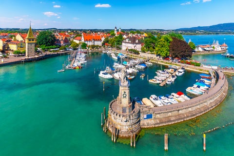 Aerial view of Lindau Harbour in Germany