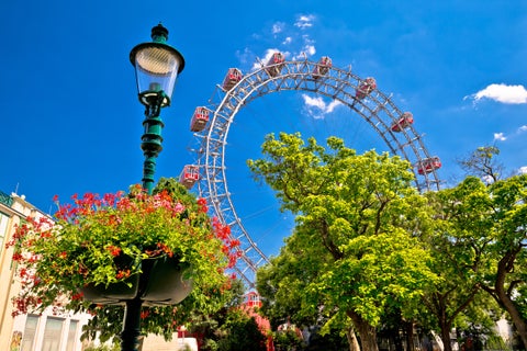 Prater Riesenrad gianf Ferris wheel in Vienna view, Austria