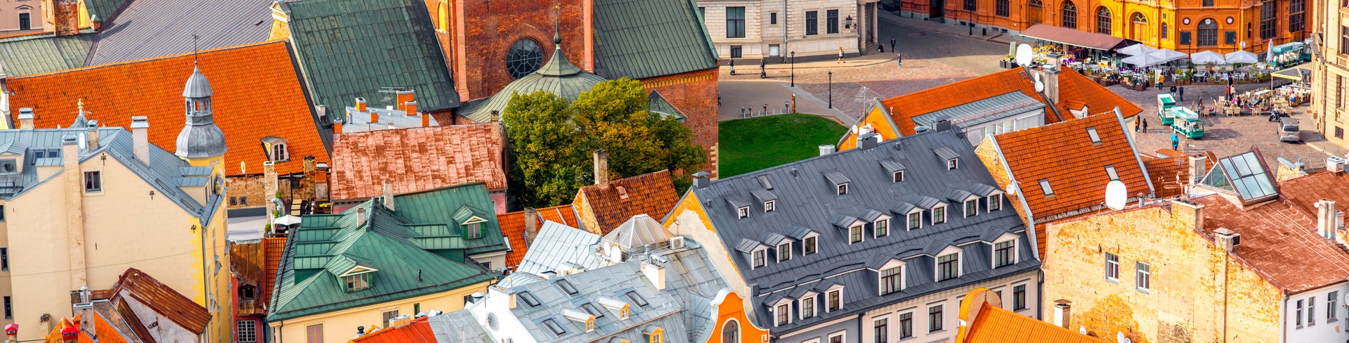 Aerial view of Riga Historic City Center, Latvia