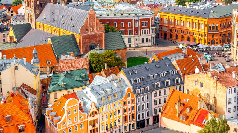 Aerial view of Riga Historic City Center, Latvia