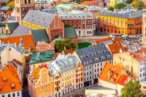 Aerial view of Riga Historic City Center, Latvia