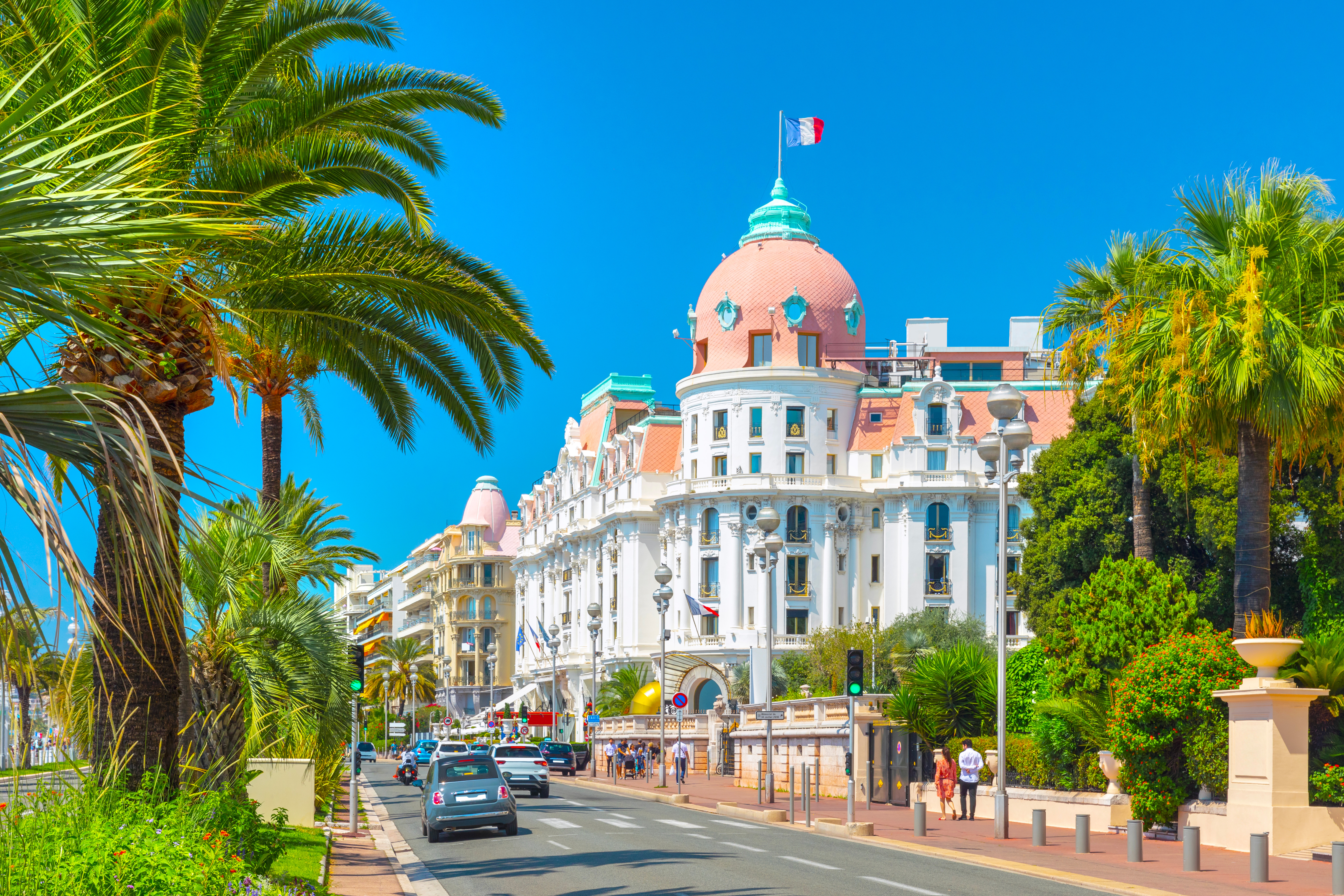 Promenade des Anglais along the Mediterranean coast in Nice, France