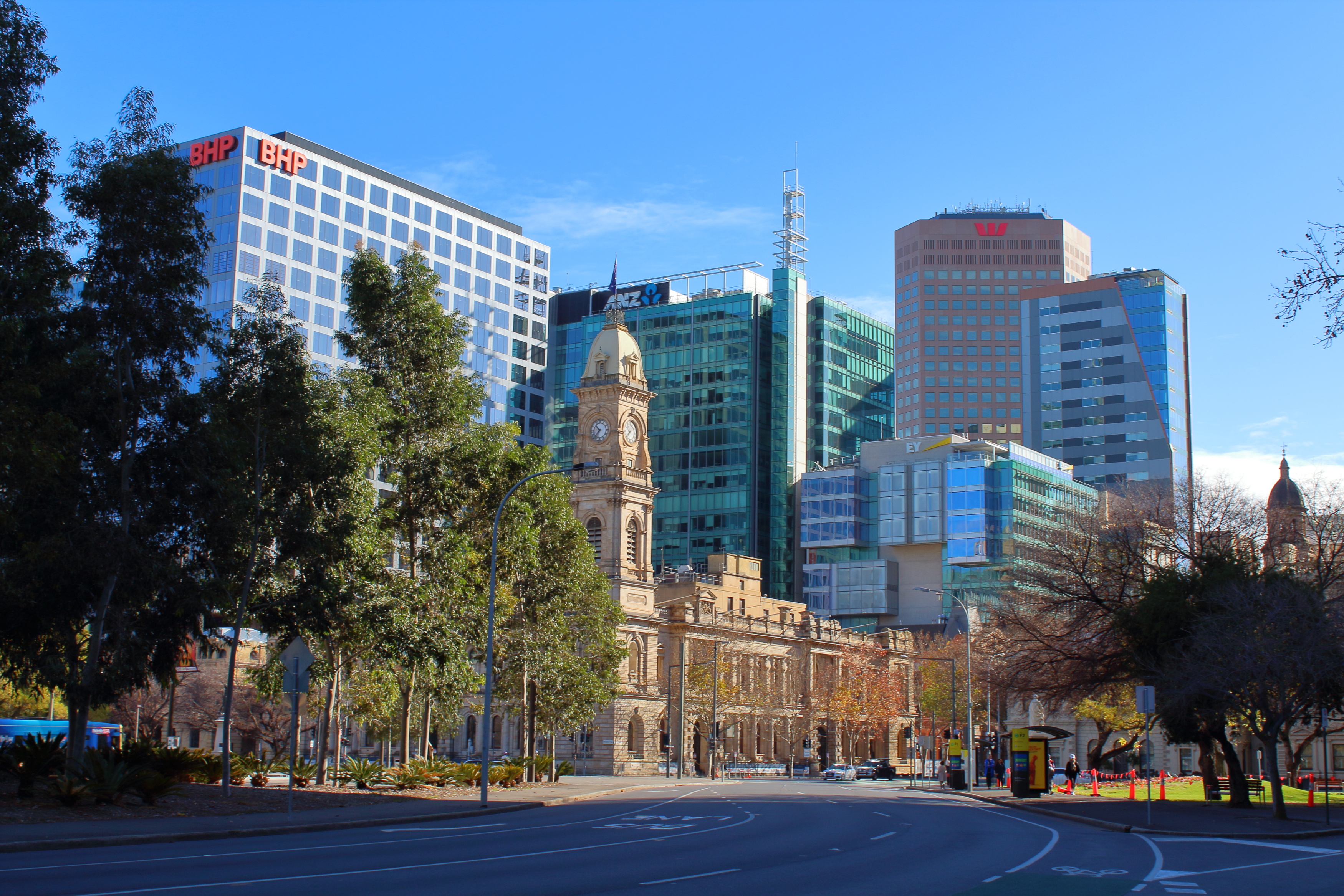 City center of Adelaide, Australia, with modern buildings and urban landscape