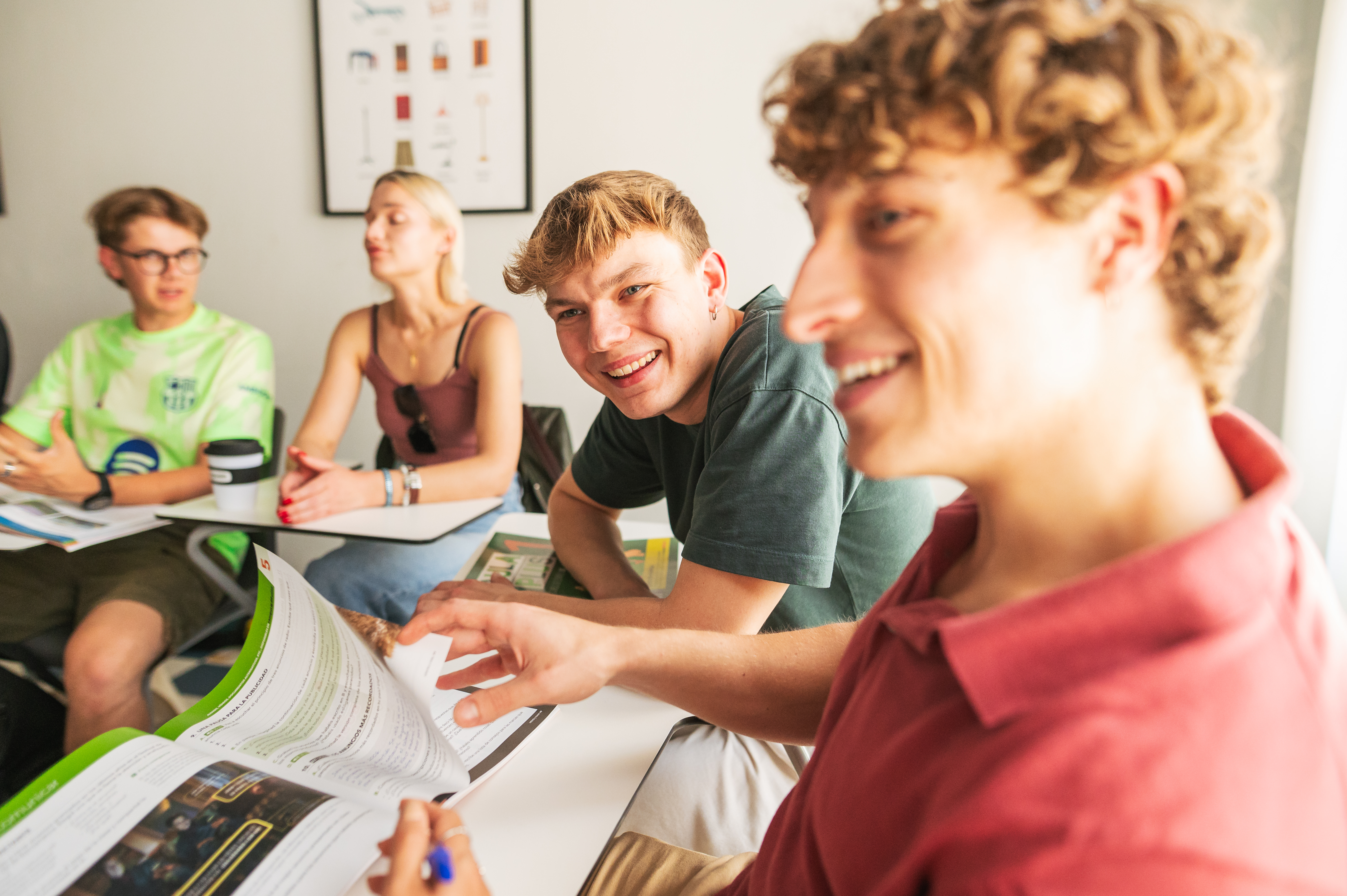 Four students during a lesson