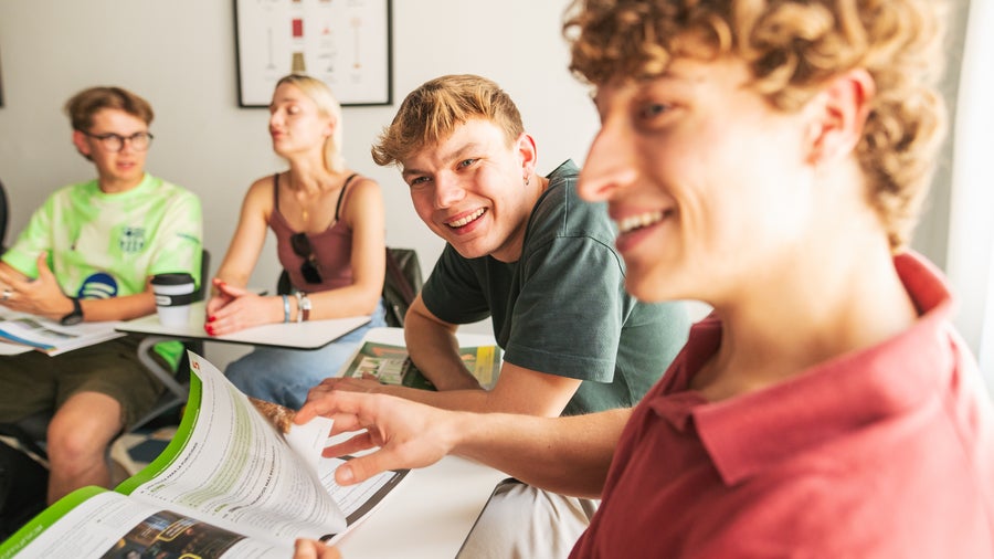 Four students during a lesson