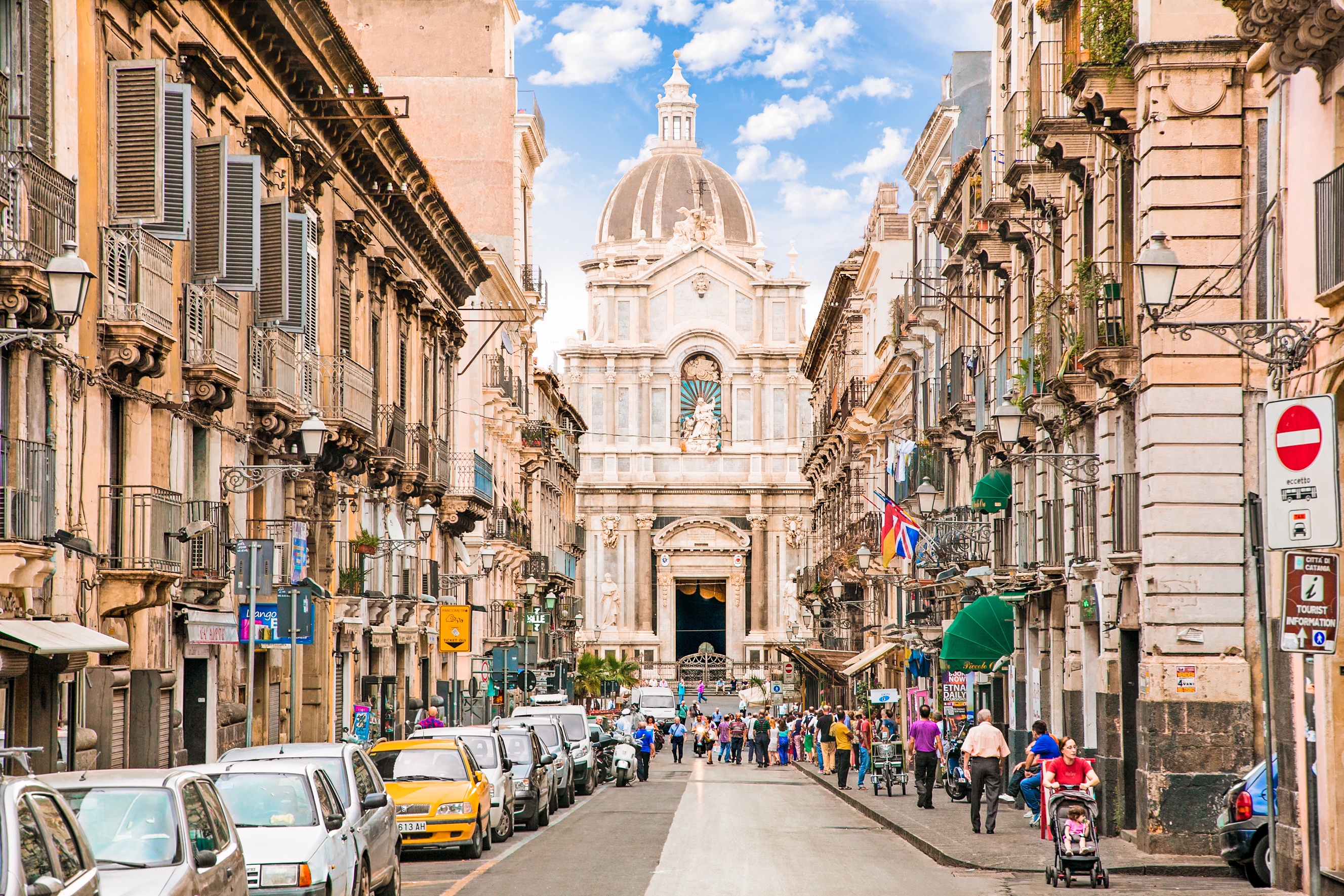 Historic Buildings in the City Center of Catania, Italy