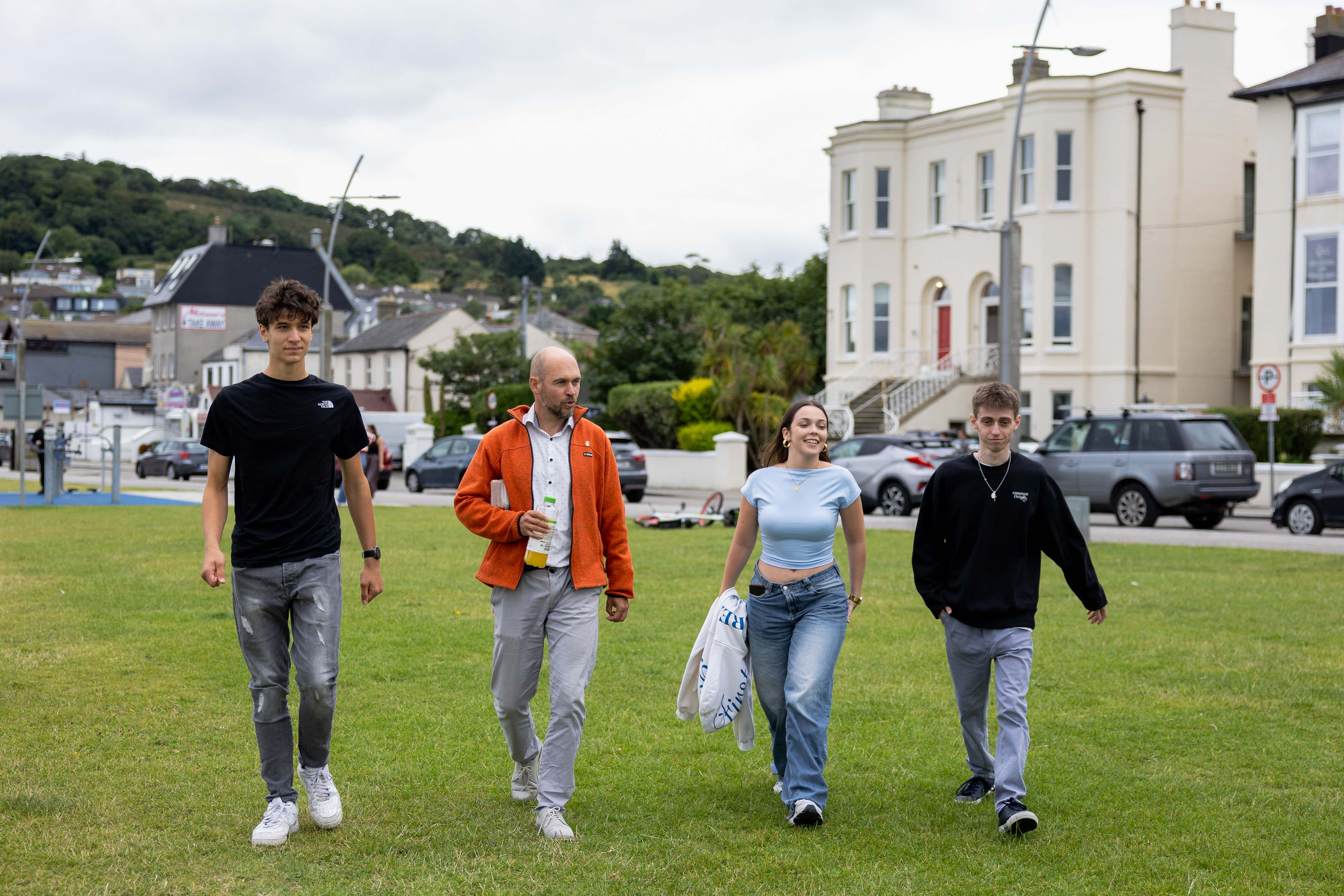 Students walking outside the school