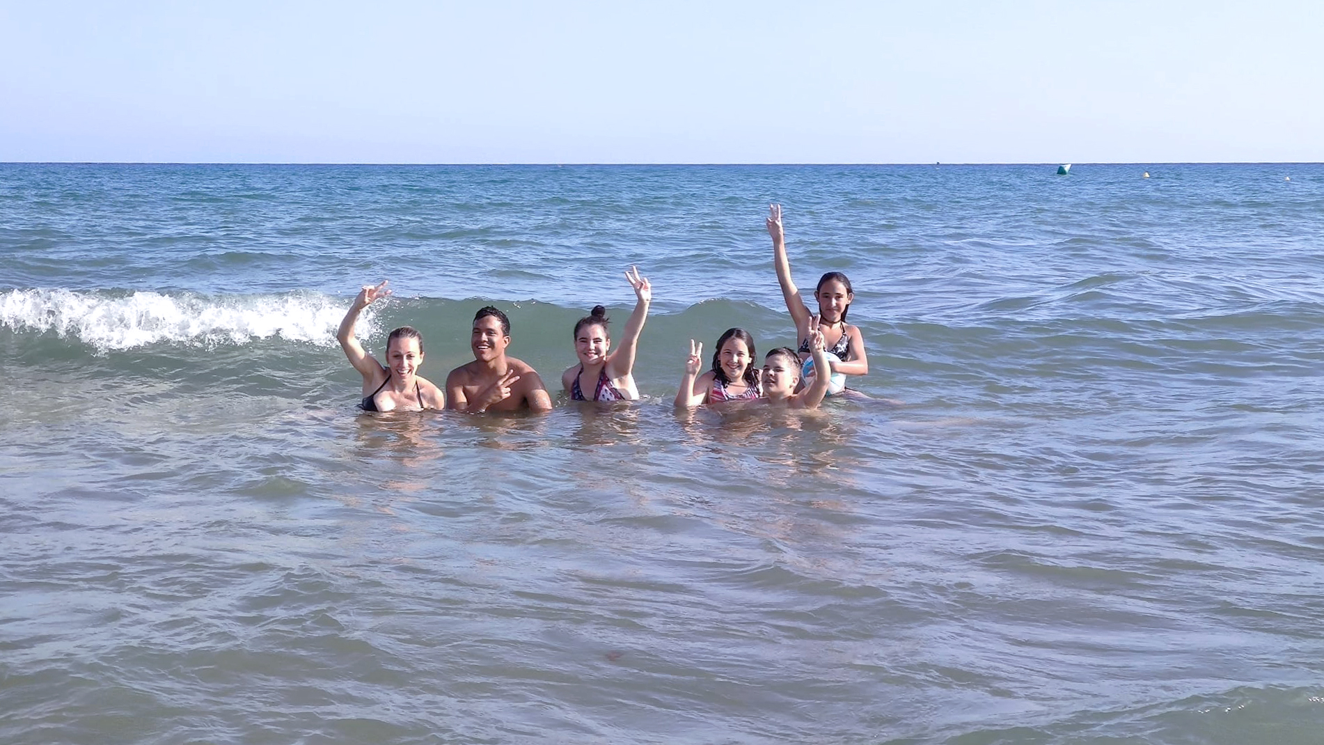 A few students at the beach