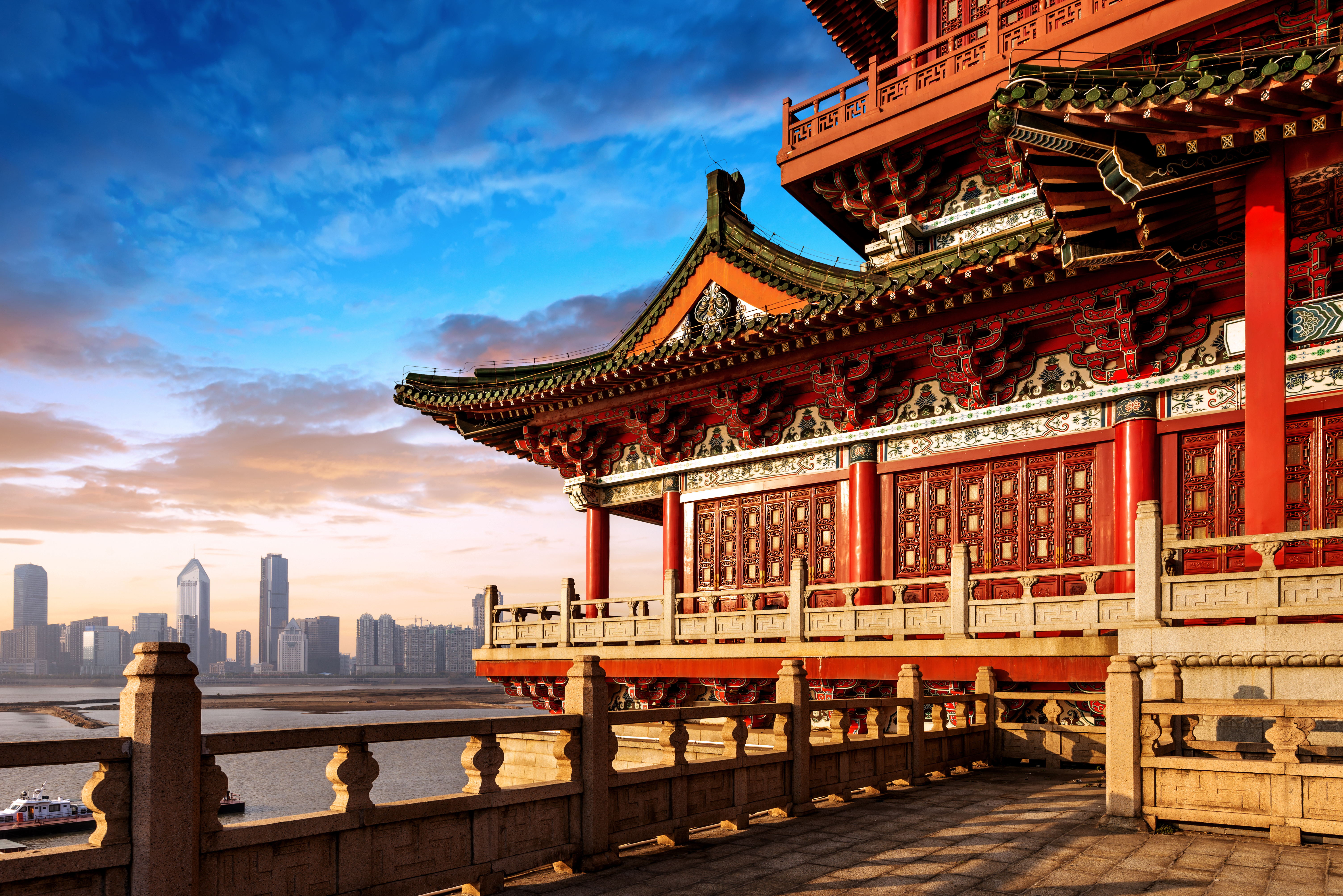 Chinese ancient architecture with its traditional design elements and vibrant red and gold accents in Beijing, China