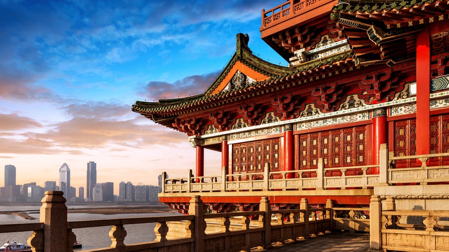 Chinese ancient architecture with its traditional design elements and vibrant red and gold accents in Beijing, China