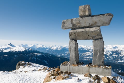 Snow-covered mountains in Whistler, Canada, a top destination for skiing and winter sports in British Columbia