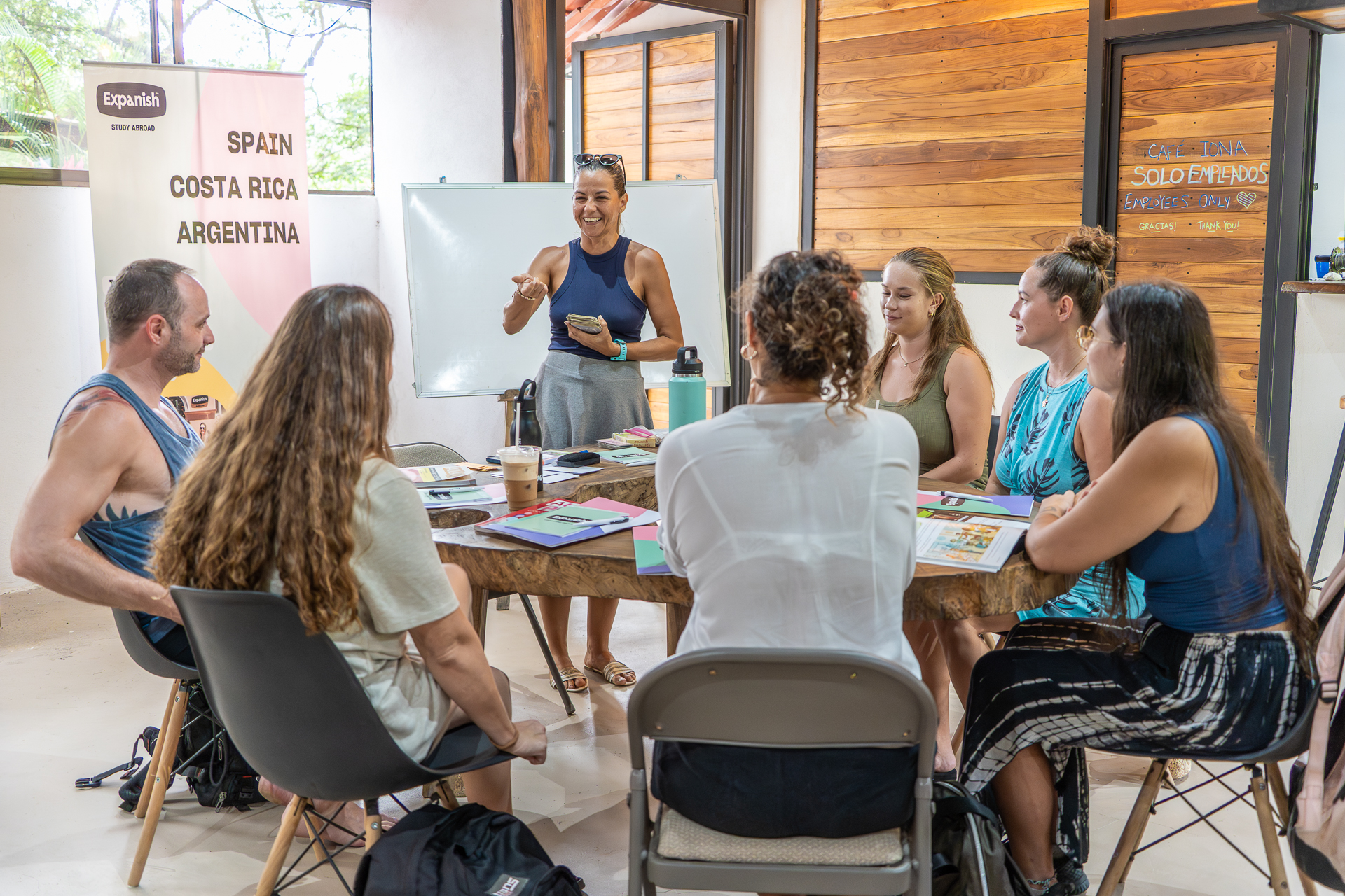 A teacher explaining a lessons to her students at Expanish Guanacaste