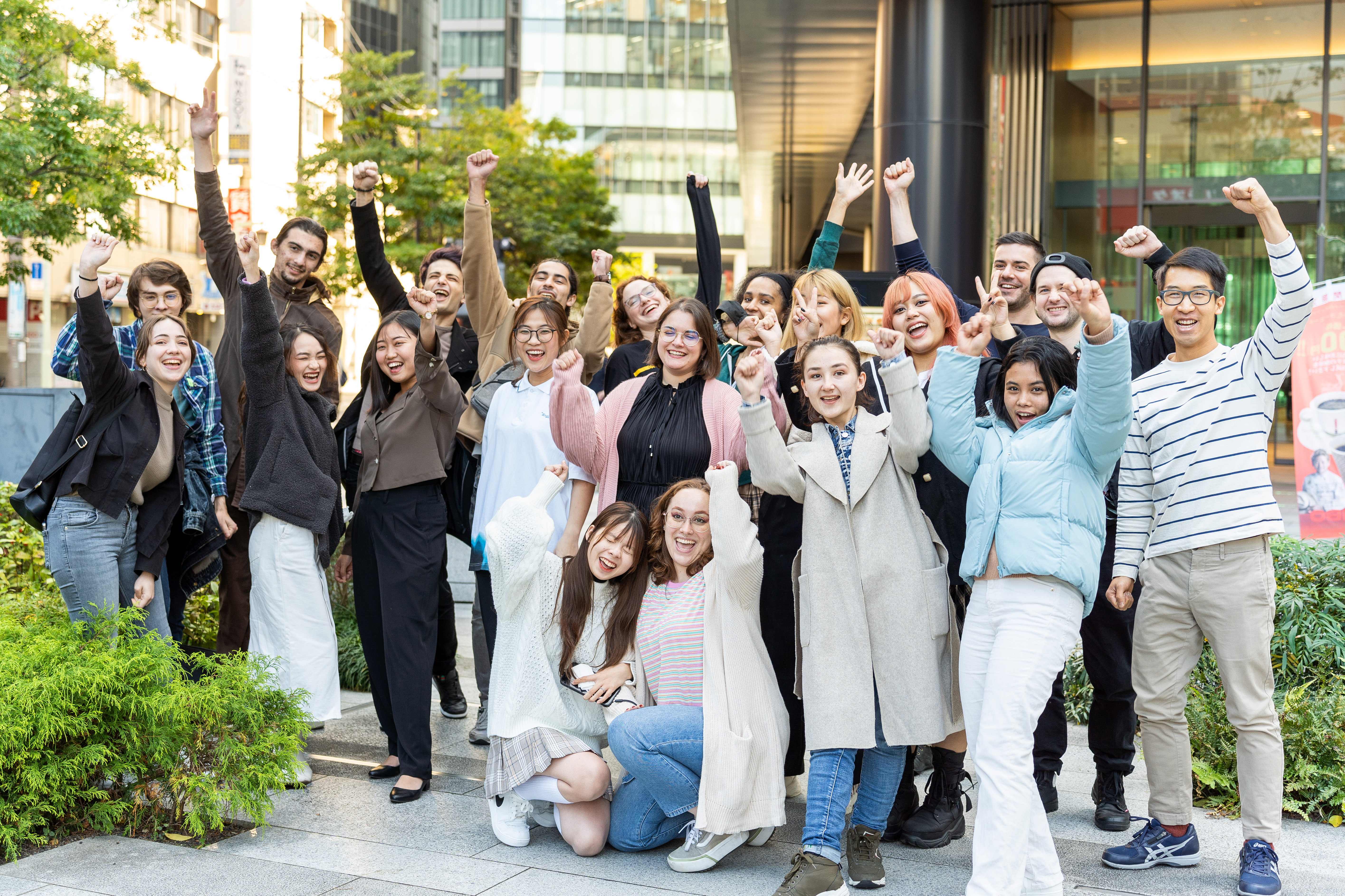 A group of students outdoors in Nagoya
