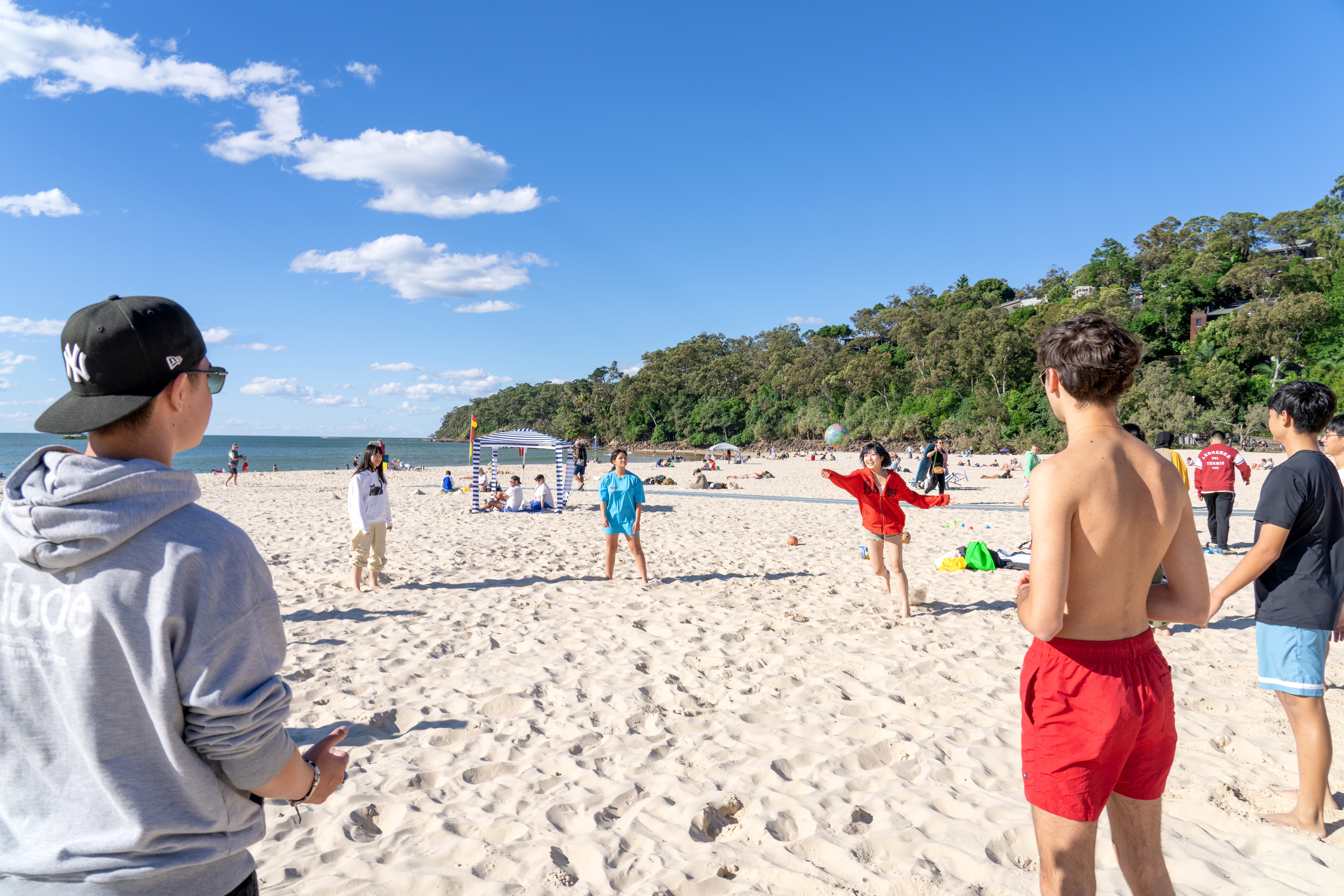 A group of students at the beach
