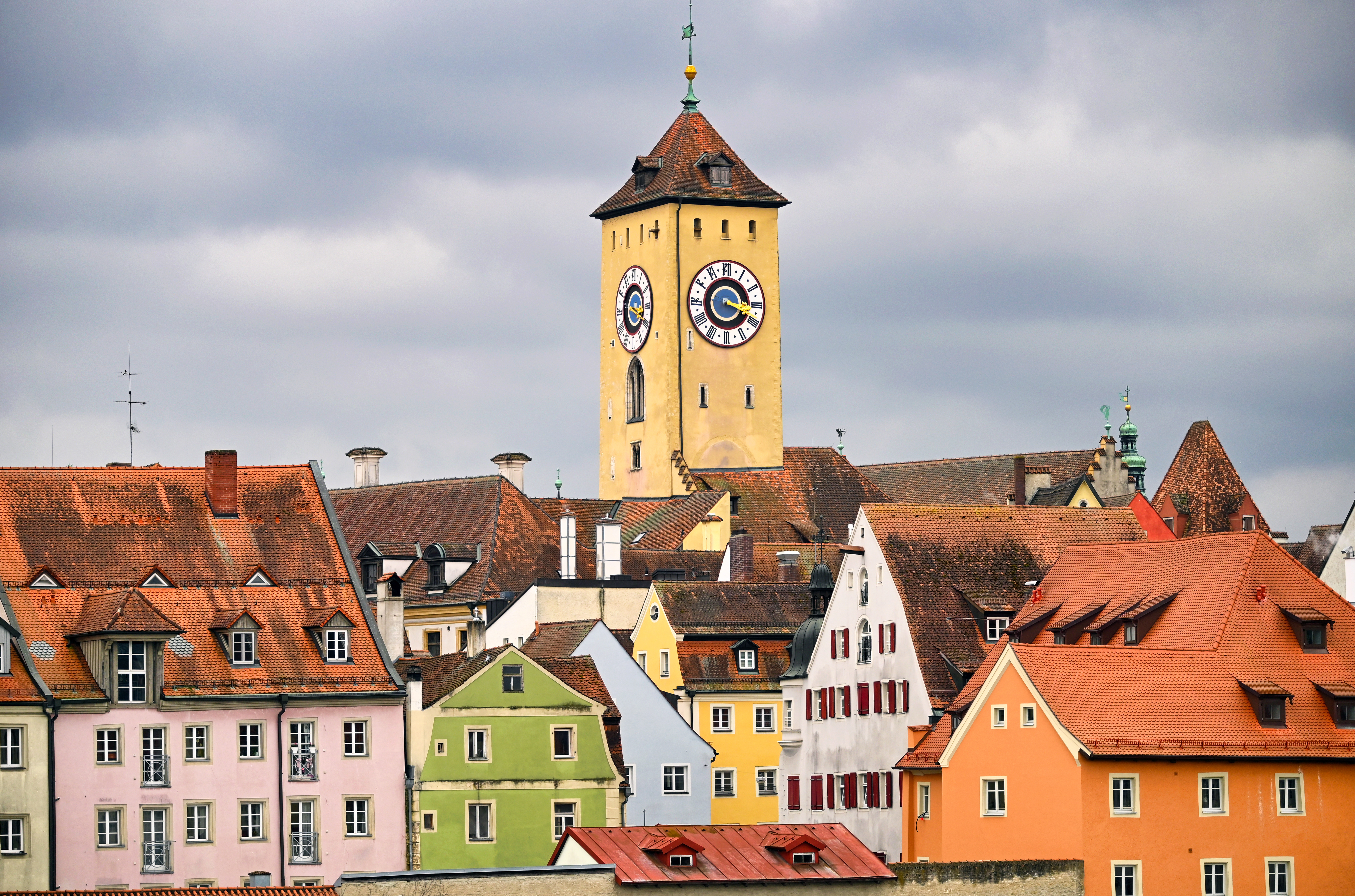 Regensburg Rathaus Tower Clock in Old Town Hall (Altes Rathaus), Regensburg City Center