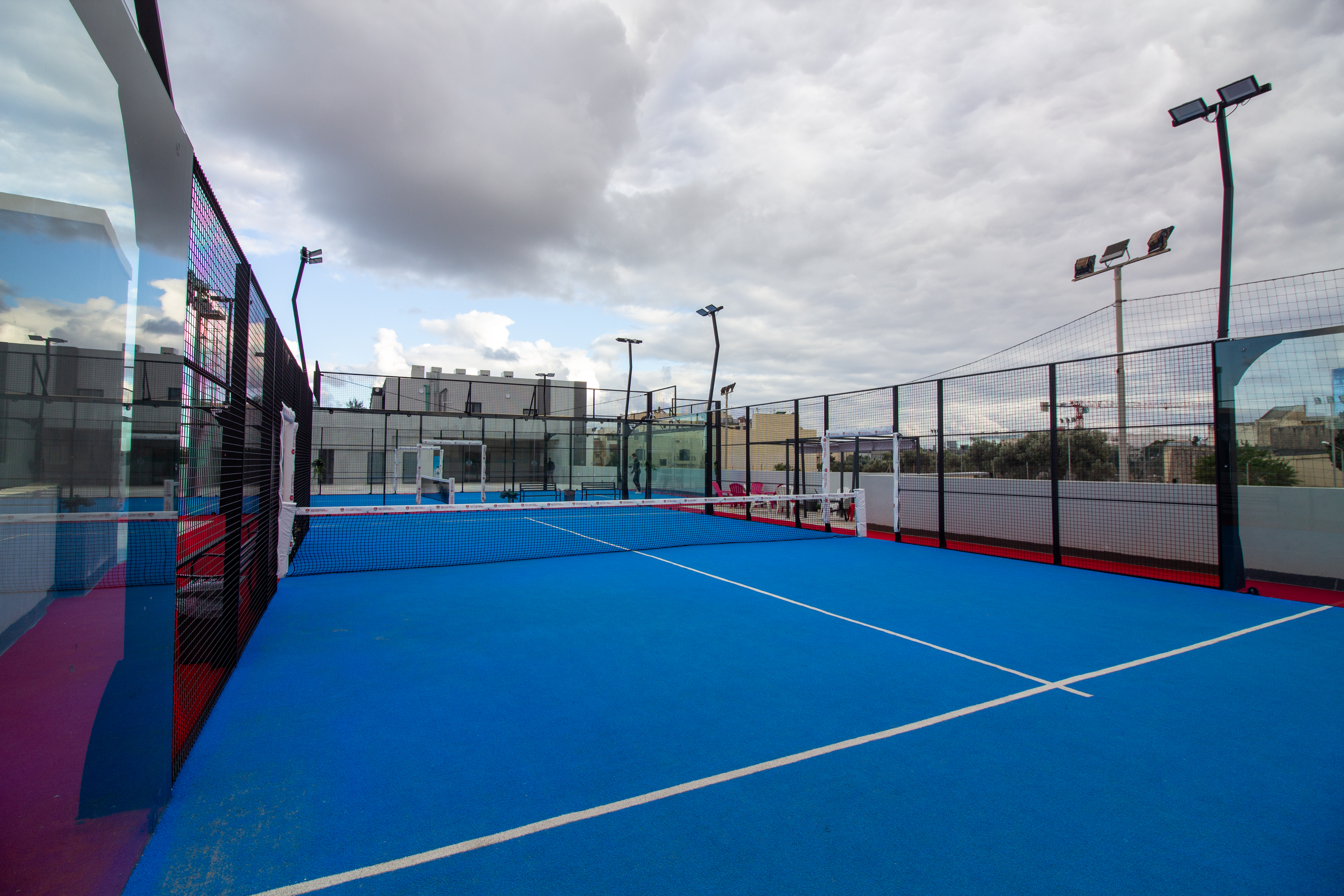 Padel court at the MCS Campus in Salina Bay