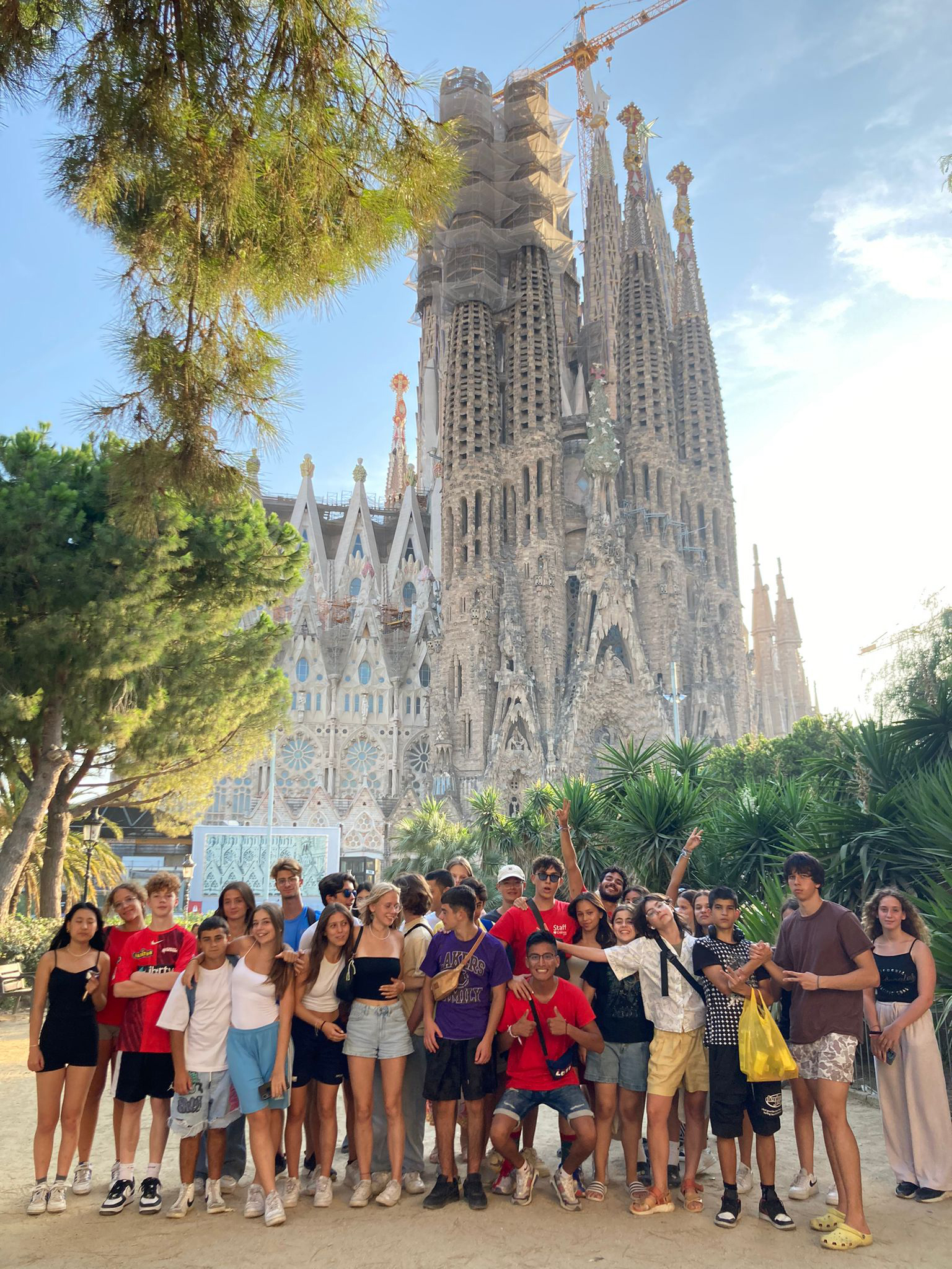 A group of students visit the Sagrada Familia
