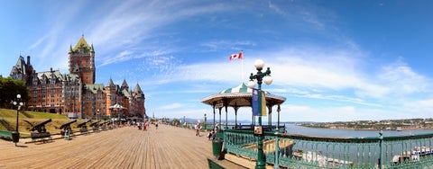 Perched atop a hill overlooking the St. Lawrence River, the grand hotel is surrounded by historic streets and vibrant scenery in Château Frontenac in Quebec City