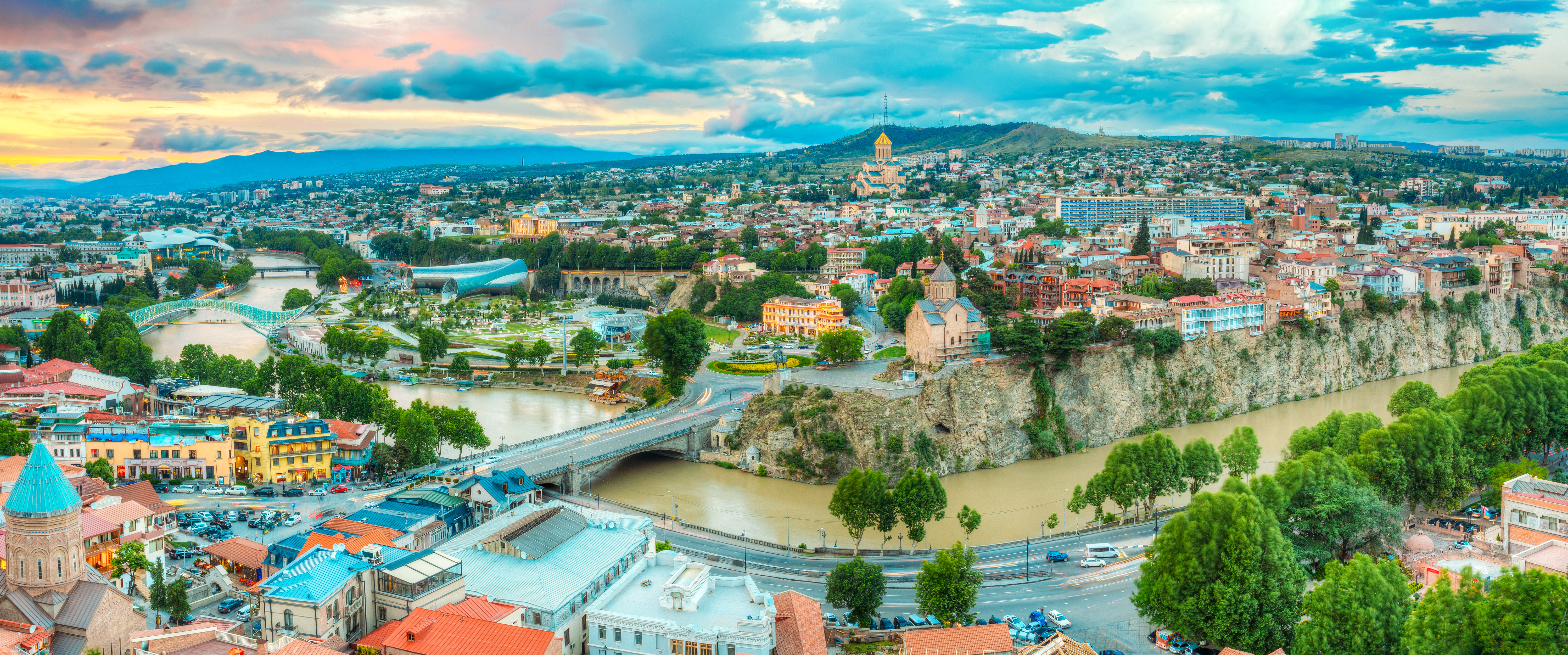 Panoramic Top View Of Tbilisi Center, Georgia