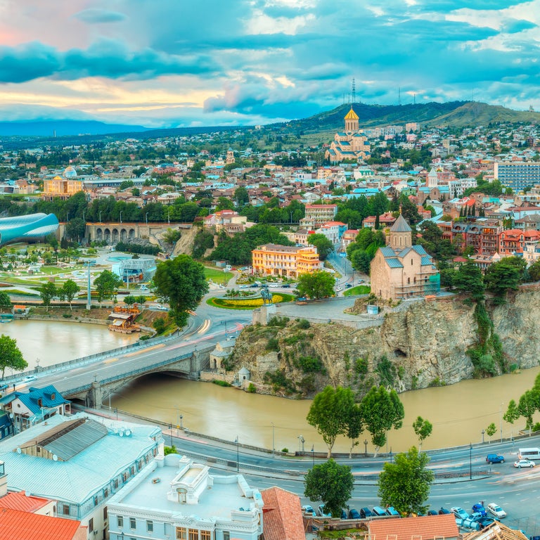 Panoramic Top View Of Tbilisi Center, Georgia