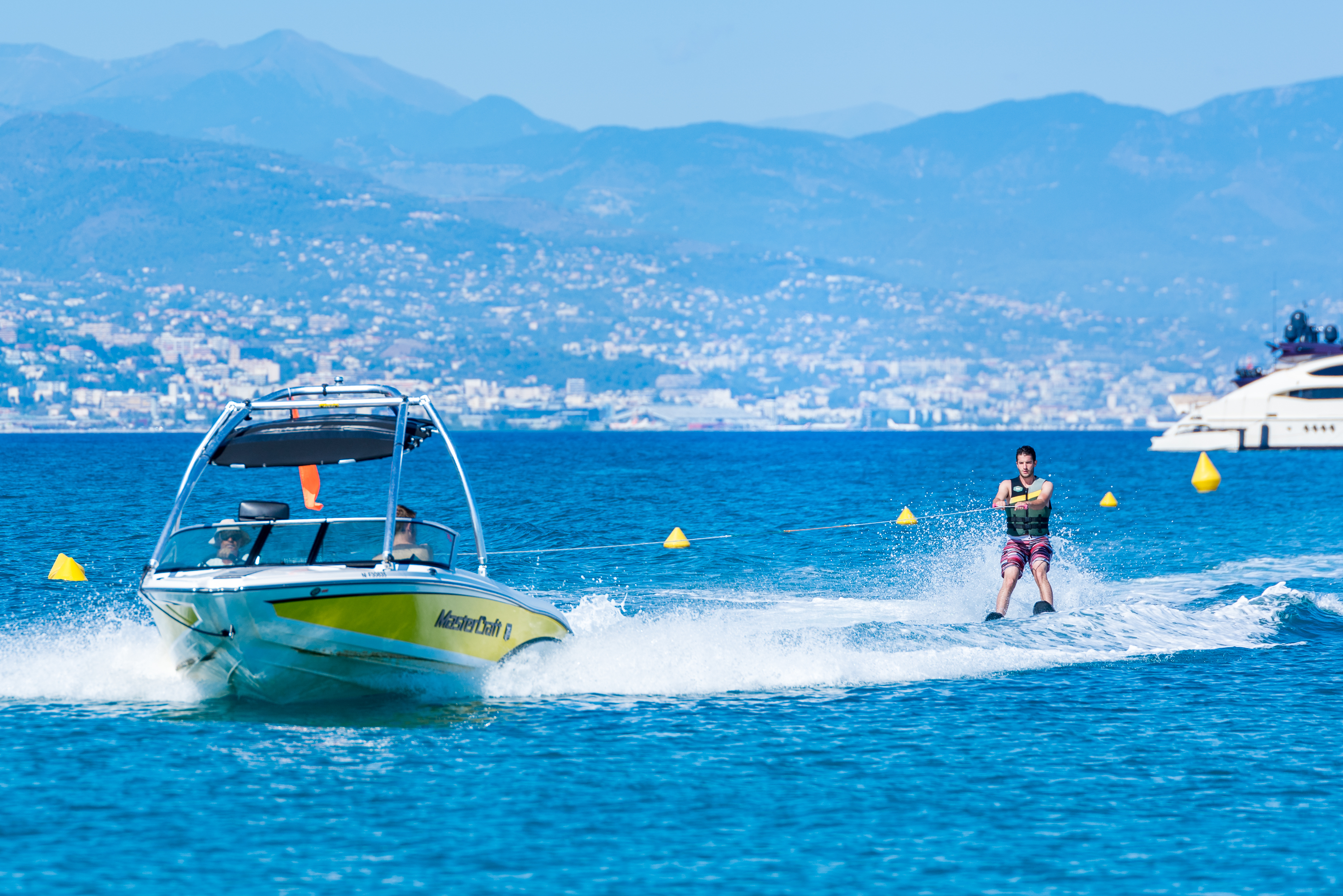Student water skiing