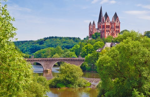 Limburger Dom and Alte Lahnbrücke and its the majestic cathedral perched above the scenic Old Lahn Bridge