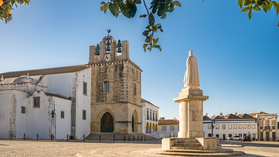 Old Town (Cidade Velha )featuring  Arco da Vila in Faro, Portugal
