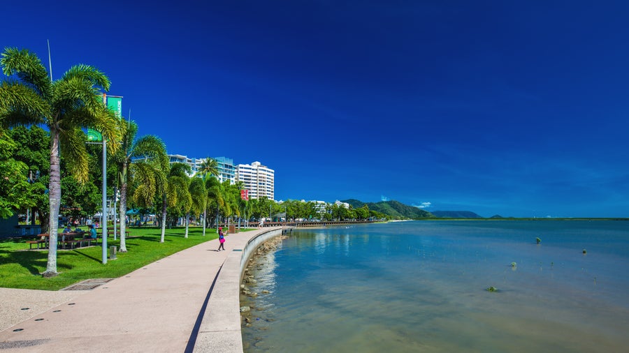 Green area with riverside pathway in Cairns, Australia