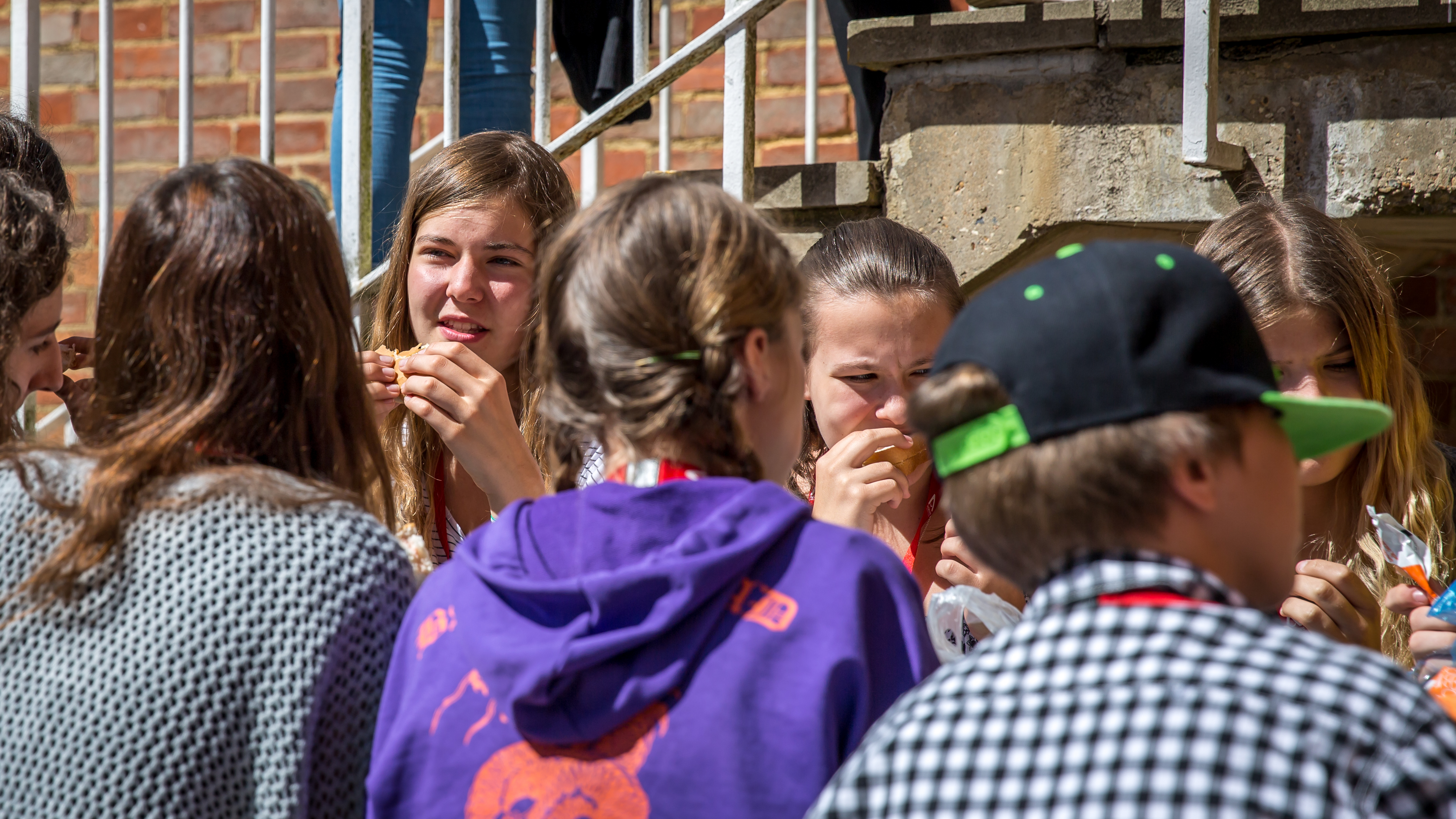 Students having a meal outside