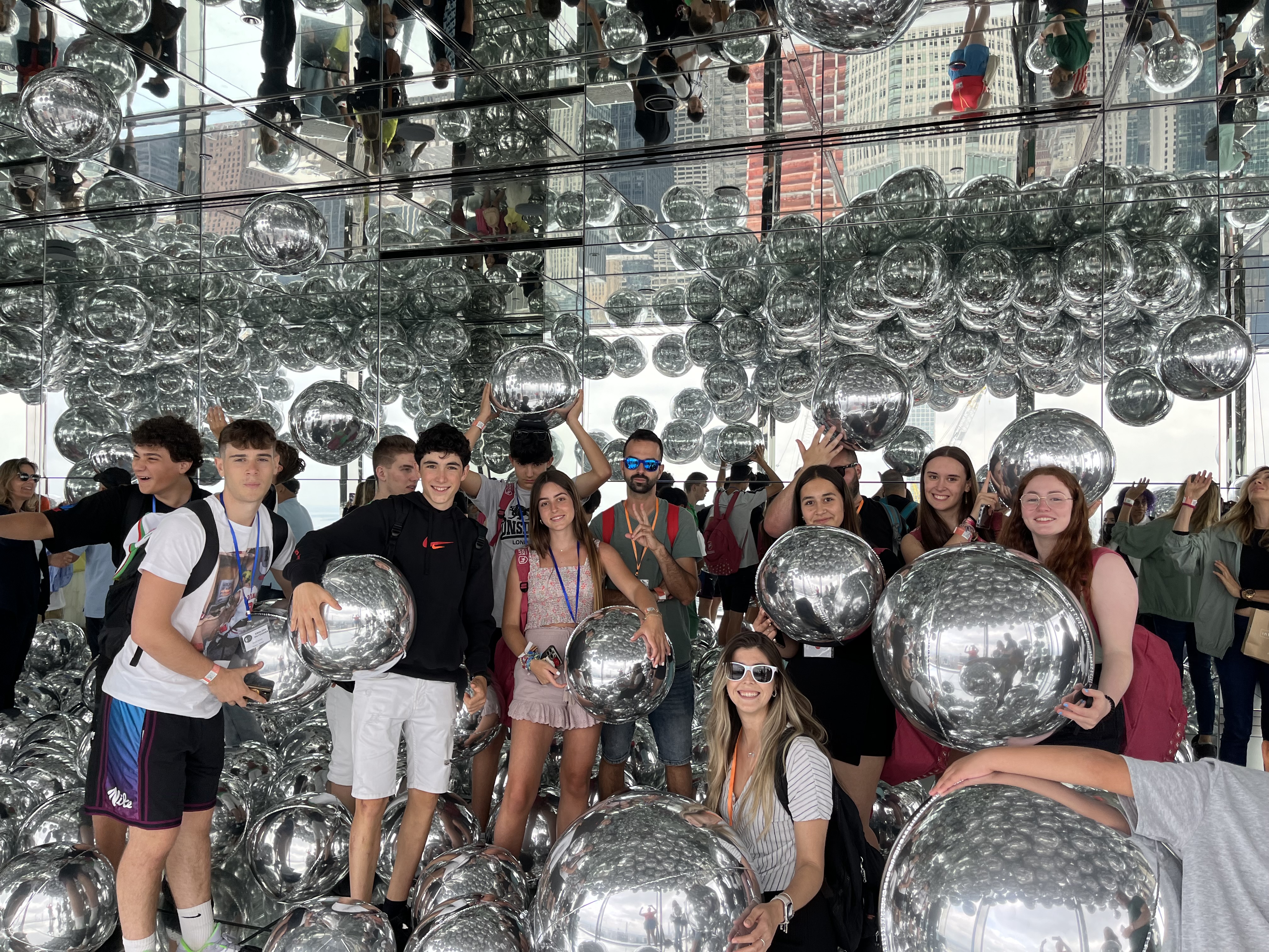 A group of students in an artistic installation in The Summit