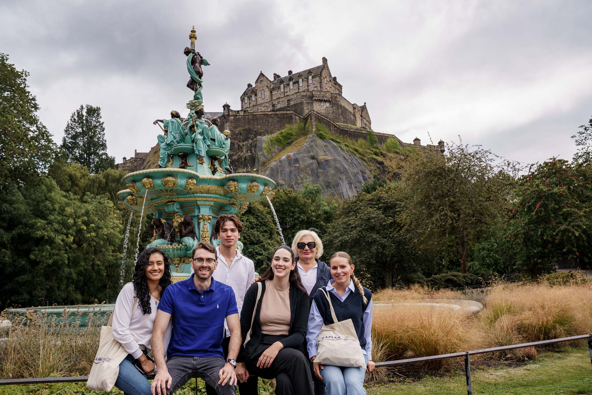 Male international student writing on whiteboard during class at Kaplan English School Santa Barbara