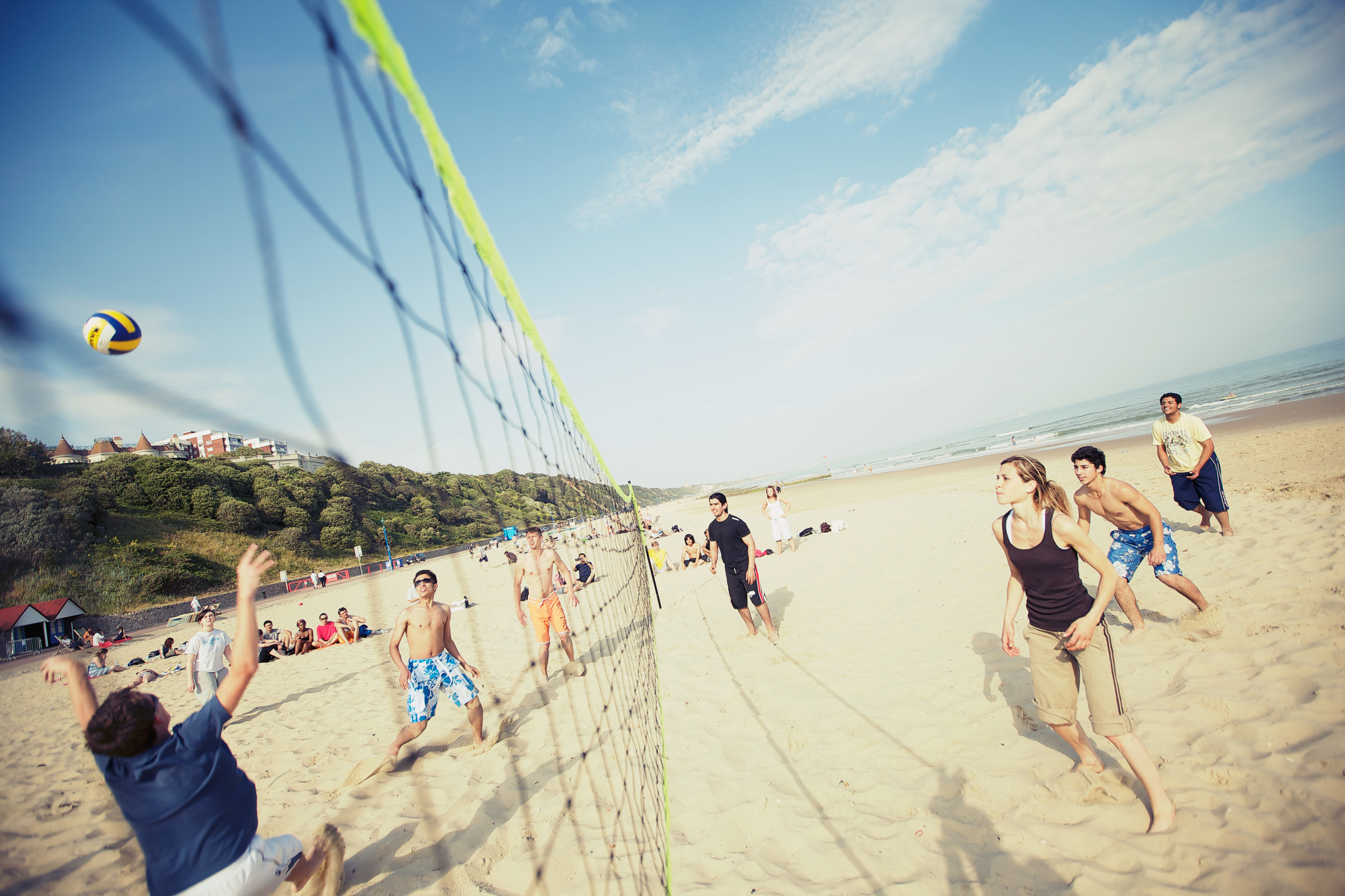 Some students playing beach volley