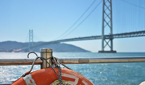 Akashi Kaikyō Bridge (Pearl Bridge) in Kobe City Center at Japan