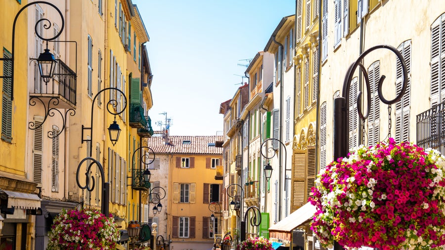 Antibes City Center with its historic buildings, France