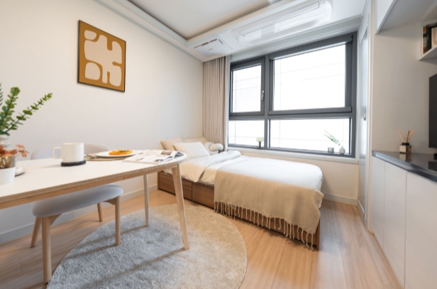 Bedroom at the Weave Residence in Seoul